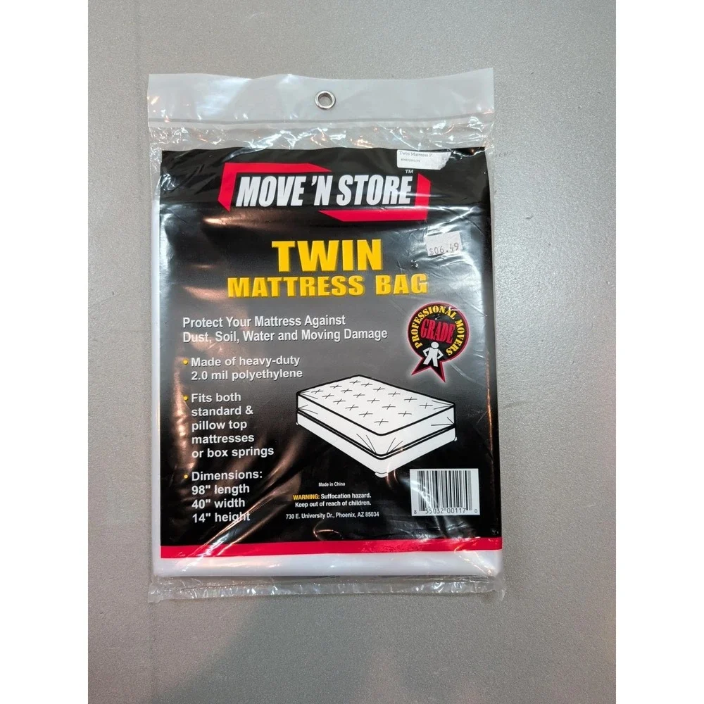 Move N Store Twin Mattress Bag and 2 Pack Dust Covers 2.0 Mil Poly Moving Supply